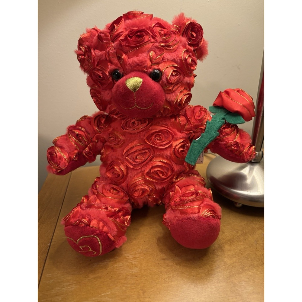 Romantic At Heart Teddy Bear BUILD A BEAR Red Roses 2021 with Bouquet of Flowers